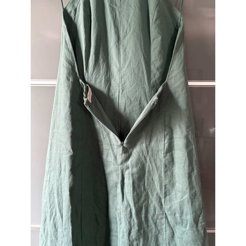 Abercrombie & Fitch Linen Halter Maxi Dress Sage Green High Neck Medium - Picture 9 of 11